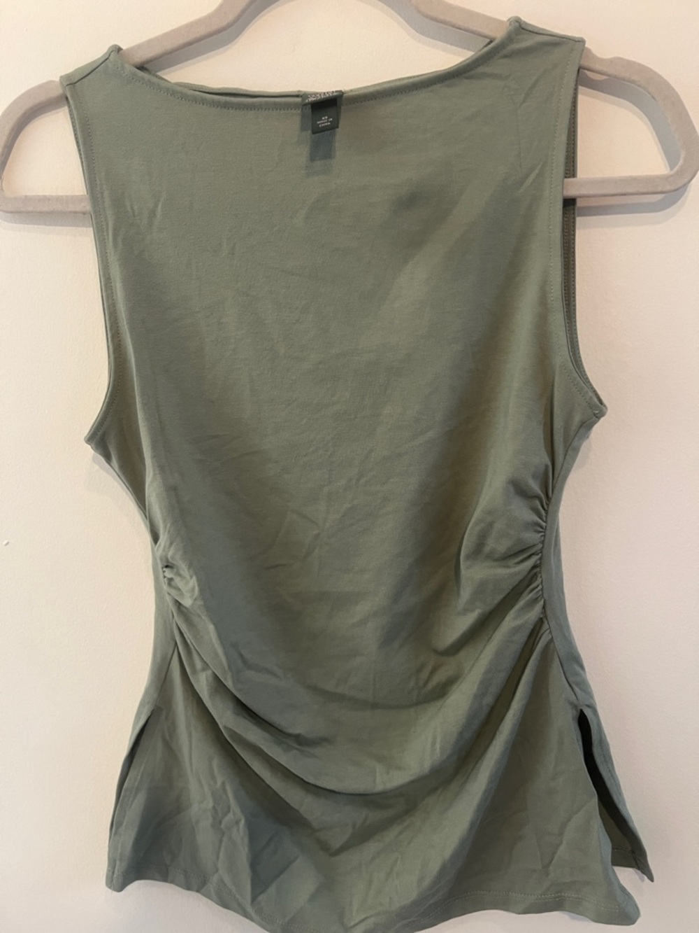 Women's Sage Green Sleeveless Ruched Side Tank Top